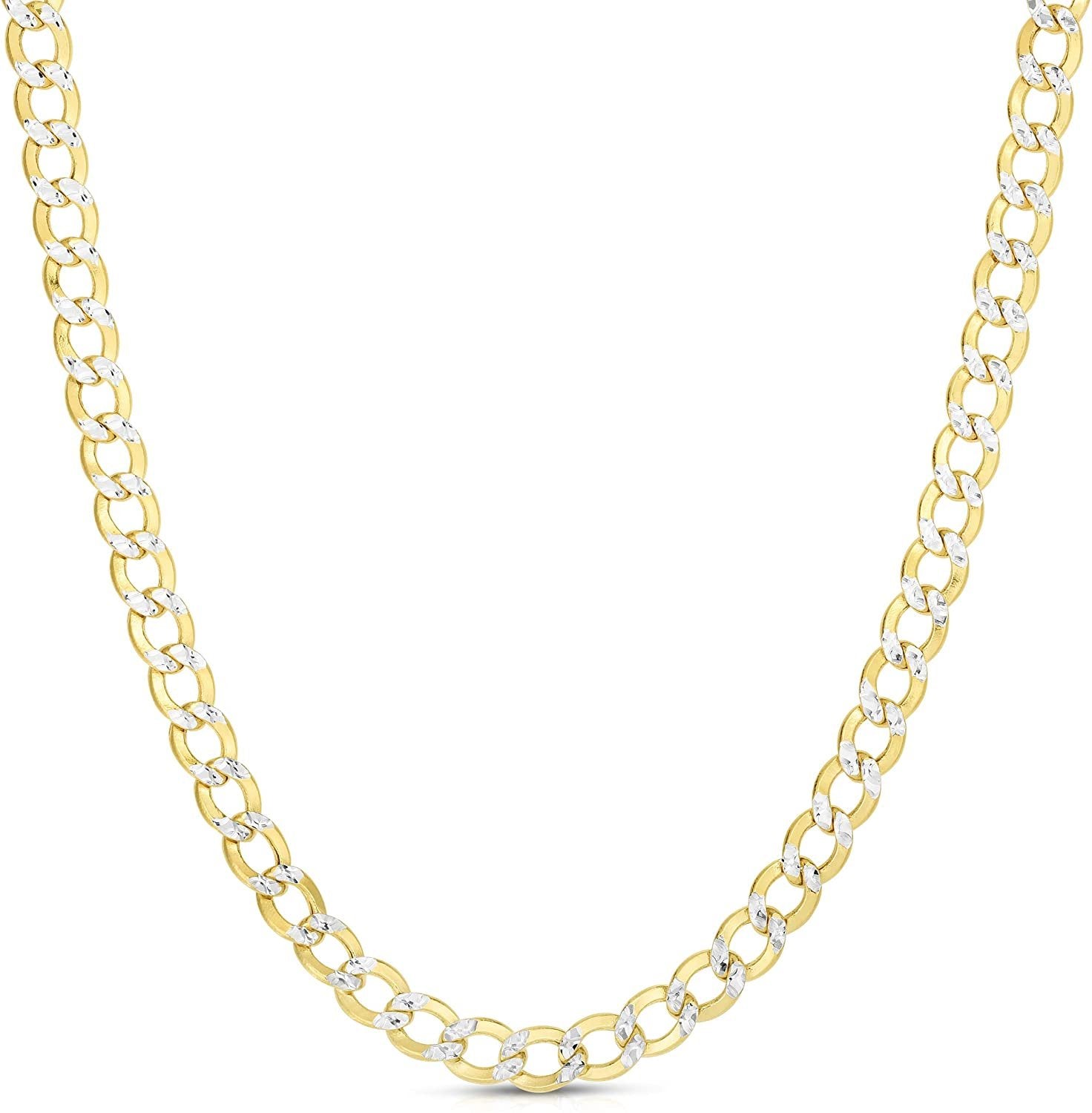 Floreo 10k Two Tone Fine Gold 5.5mm Lightweight Curb Chain Necklace