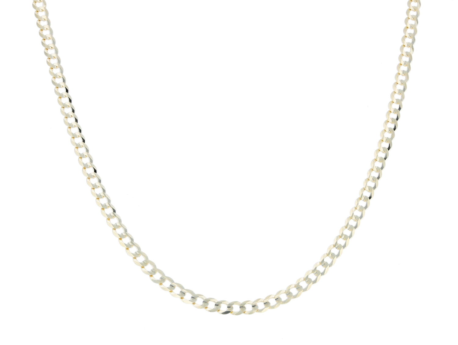 10k Yellow Gold Curb Cuban Chain Necklace for Men and Women, 0.12 Inch (3.1mm)