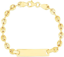 Load image into Gallery viewer, Floreo 14K Fine Gold Puffed Mariner Customized ID Bracelet for Children, 6 Inch
