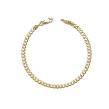 Load image into Gallery viewer, 10k Two-Tone Gold Curb Cuban Chain Bracelet and Anklet with White Pave, 0.1 Inch
