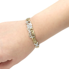 Load image into Gallery viewer, 10k Two Tone Gold Stampato Xo Hugs and Kisses, Bear, Heart I Love You Bracelet
