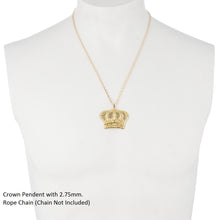 Load image into Gallery viewer, Open Big Crown Charm Pendant with Diamond Cut Design - 10k Yellow Gold
