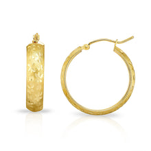 Load image into Gallery viewer, 14k Yellow Gold Diamond Cut Huggies Hoop Earrings Flower Design (6mm)

