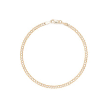 Load image into Gallery viewer, 10k Two-Tone Gold Curb Cuban Chain Bracelet and Anklet with White Pave, 0.1 Inch
