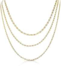 Load image into Gallery viewer, 10k Tri Color Gold Diamond Cut 2.1mm Valentino Chain Necklace
