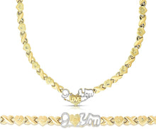 Load image into Gallery viewer, 10k Yellow Gold XOXO and Heart&quot;I Love You&quot; Lightweight Necklace or Bracelet (Optional Jewelry Set)
