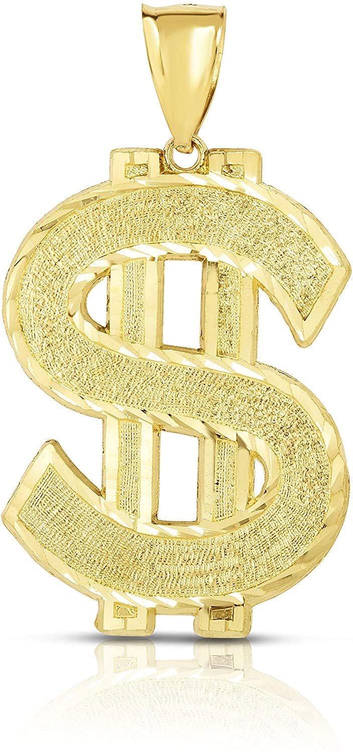 10k Yellow Gold US Dollar Sign Pendant for Necklace