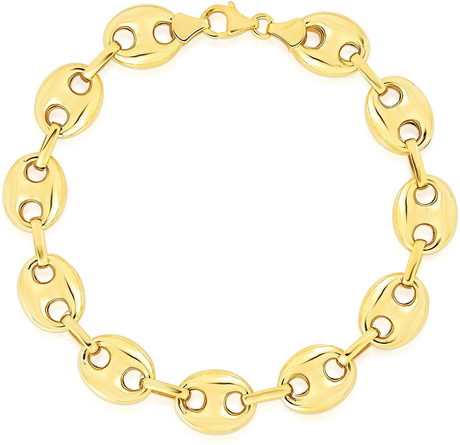 Floreo 10k Yellow Gold 11mm Puff Mariner Link Bracelet