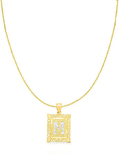 Load image into Gallery viewer, Floreo 10k Yellow and White Gold A-Z Initial Square (21 x 12 mm) Pendant with Optional Necklace, Small
