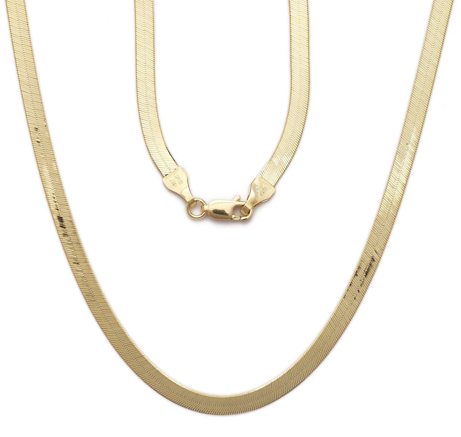 10k Yellow Gold Super Flexible Silky Herringbone Chain Necklace 0.16 Inch, 4mm