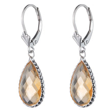 Load image into Gallery viewer, Sterling Silver Colored Stone Earring, Lever Back Closure, Pear shape, Bezel-Set
