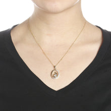 Load image into Gallery viewer, 10k Yellow Gold Oval &quot;Mother Holding Child&quot; Heart CZ Pendant Necklace

