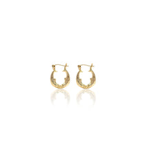 Load image into Gallery viewer, 10k Yellow Gold Friendship Love Hoop Earrings with Kissing Dolphin Design

