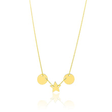 Load image into Gallery viewer, 14k Yellow Gold 16  - 18 inch Extendable Star and Disk Charms Pendant Necklace
