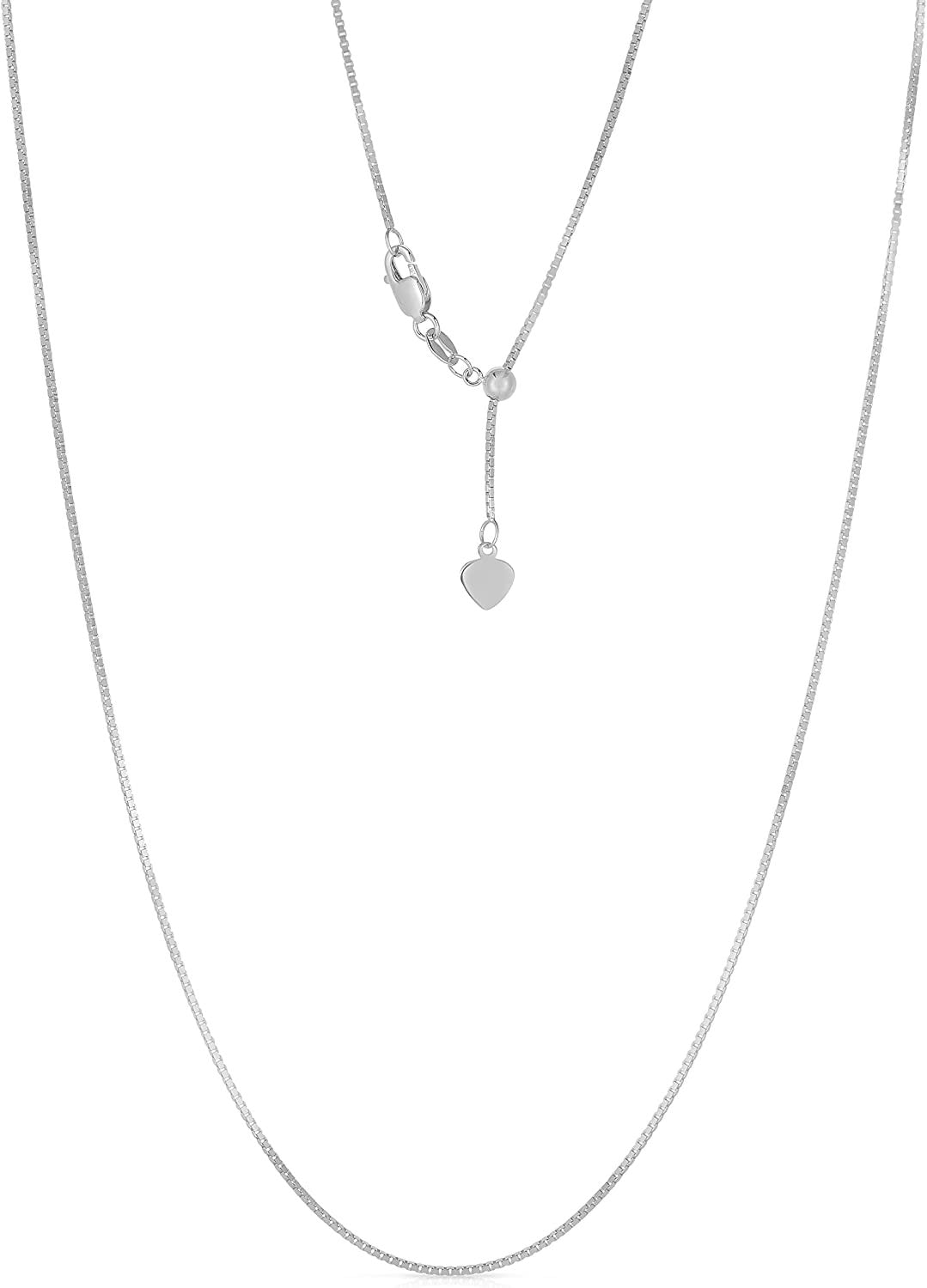 10k Yellow or White Gold 0.7mm Adjustable Box Chain Necklace, 22