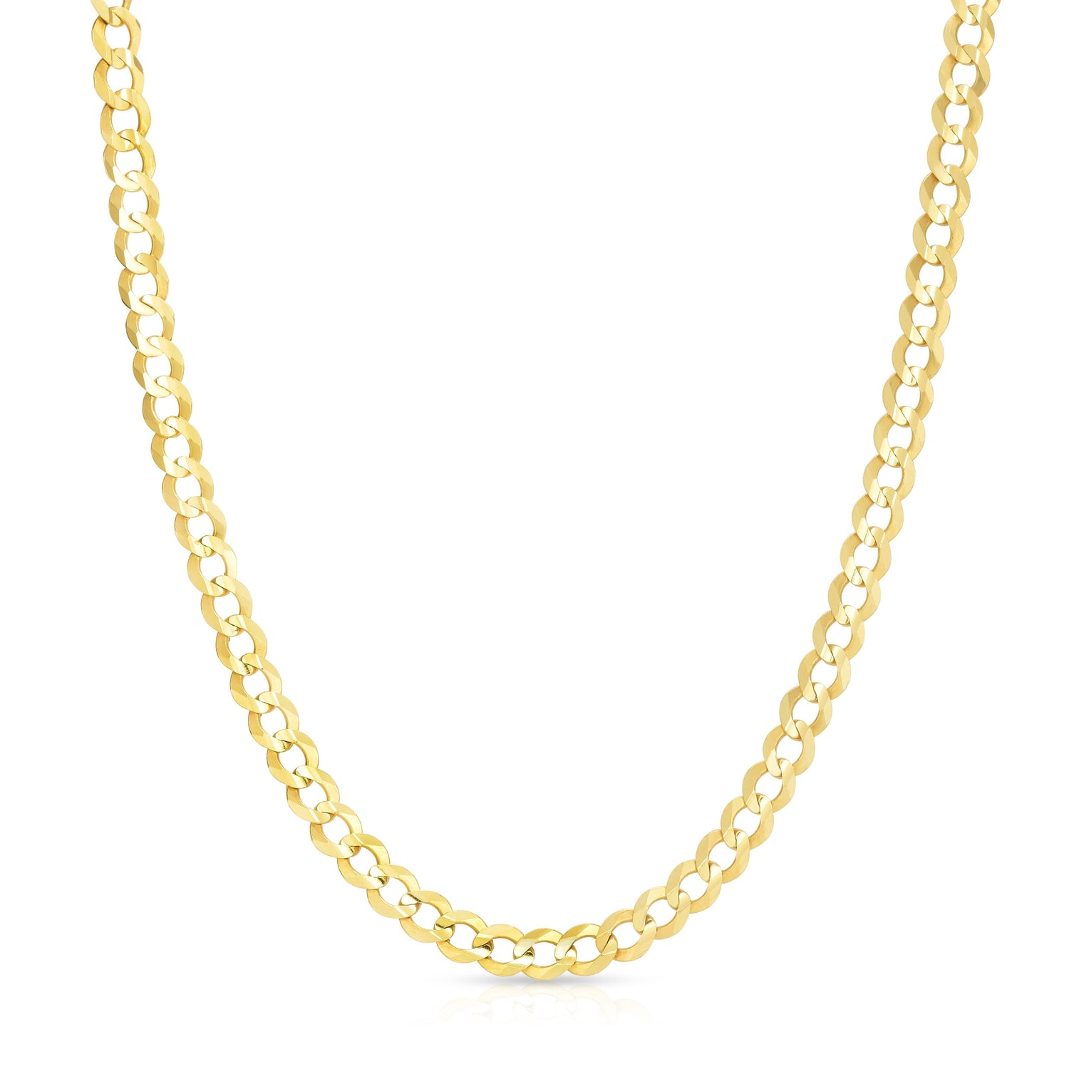 10k Yellow Gold Mens Thick Solid Curb Cuban Link Chain Necklace, 0.3 Inch (7mm)