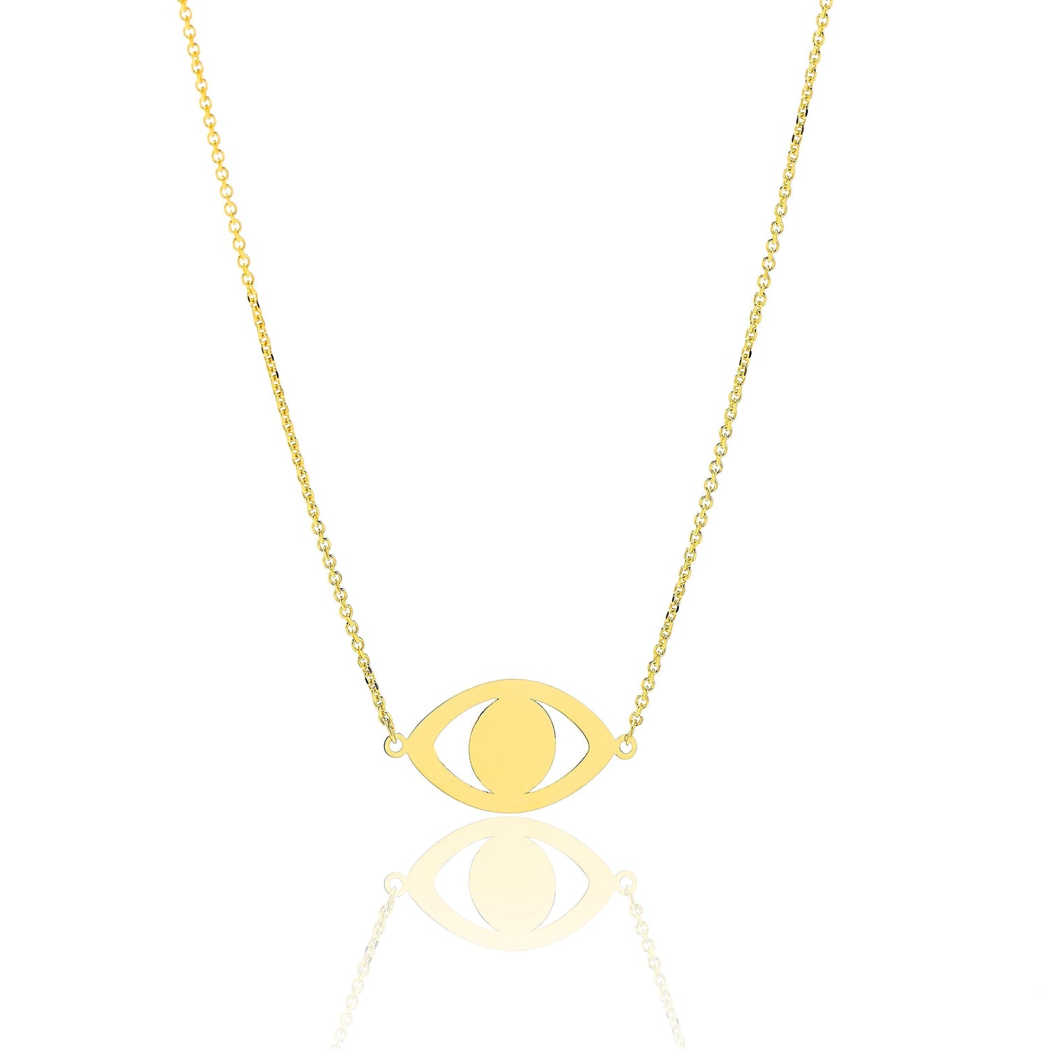 14k Yellow Gold 16 - 18 inch Extendable Evil Eye Charm Pendant Necklace
