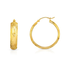 Load image into Gallery viewer, 14k Yellow Gold Diamond Cut Huggies Hoop Earrings Bow Design (6mm)
