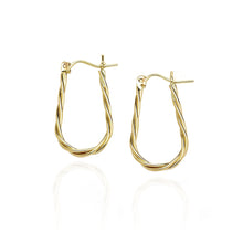 Load image into Gallery viewer, 14k Yellow Gold High Polished Curled Oval Hoop Earring in Gift Box for Women
