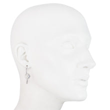 Load image into Gallery viewer, Sterling Silver Checkerboard Diamond Cut Oval hoop earrings With Colored Stone
