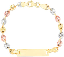Load image into Gallery viewer, Floreo 14K Fine Gold Puffed Mariner Customized ID Bracelet for Children, 6 Inch
