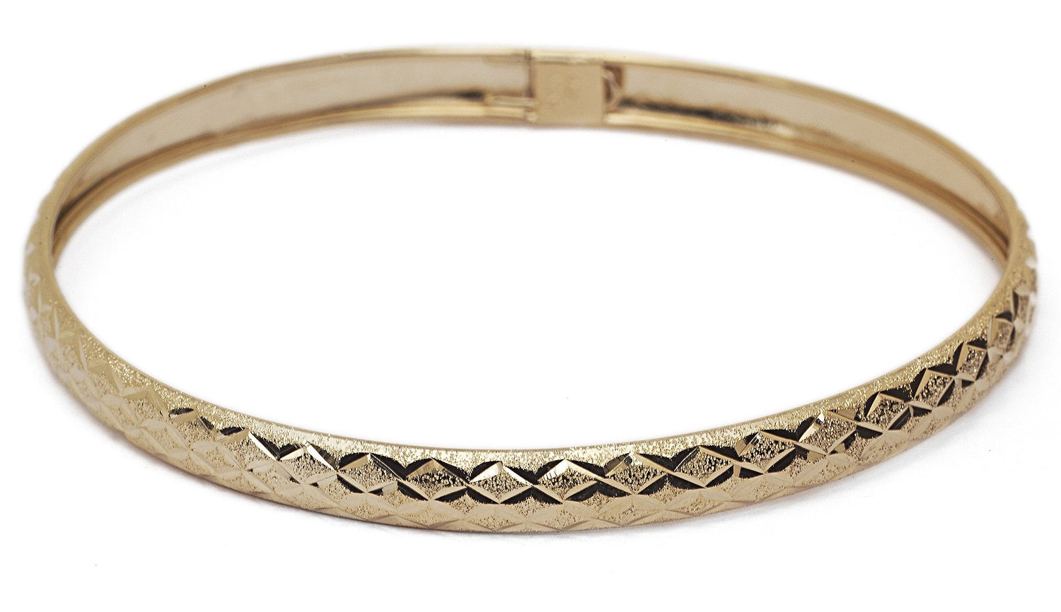 10k Yellow Gold bangle bracelet Flexible with Diamond Cut Box Design, 0.24