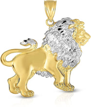 Load image into Gallery viewer, Mens Floreo 10k Two Tone Gold Full Body Lion Pendant Charm for Necklace
