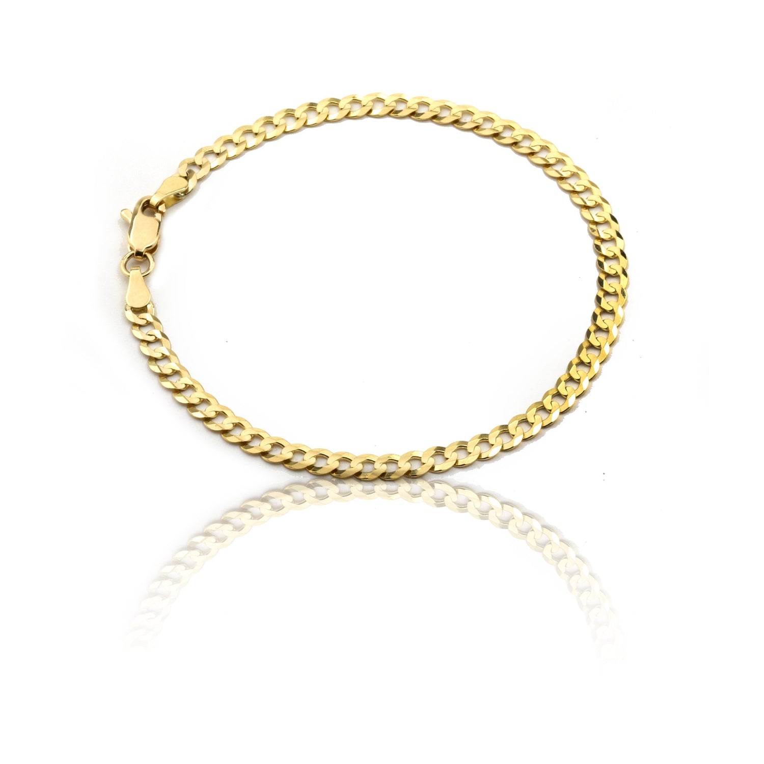10k Fine Gold Curb Cuban Chain Bracelet and Anklet, 0.16 Inch (4mm) (All Sizes)