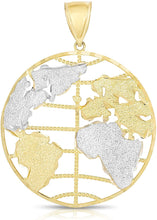 Load image into Gallery viewer, Floreo 10k Yellow Gold Two-Tone World Map Globe Pendant

