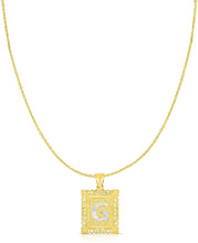 Load image into Gallery viewer, Floreo 10k Yellow and White Gold A-Z Initial Square (21 x 12 mm) Pendant with Optional Necklace, Small
