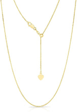 Load image into Gallery viewer, 14k Fine Gold 0.9mm Adjustable Link Cable Chain Necklace with Small Heart Charm

