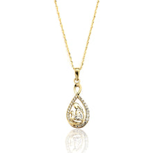 Load image into Gallery viewer, 10k Yellow Gold Tear Drop Shaped &quot;Mother Holding Child&quot; Heart Pendant Necklace

