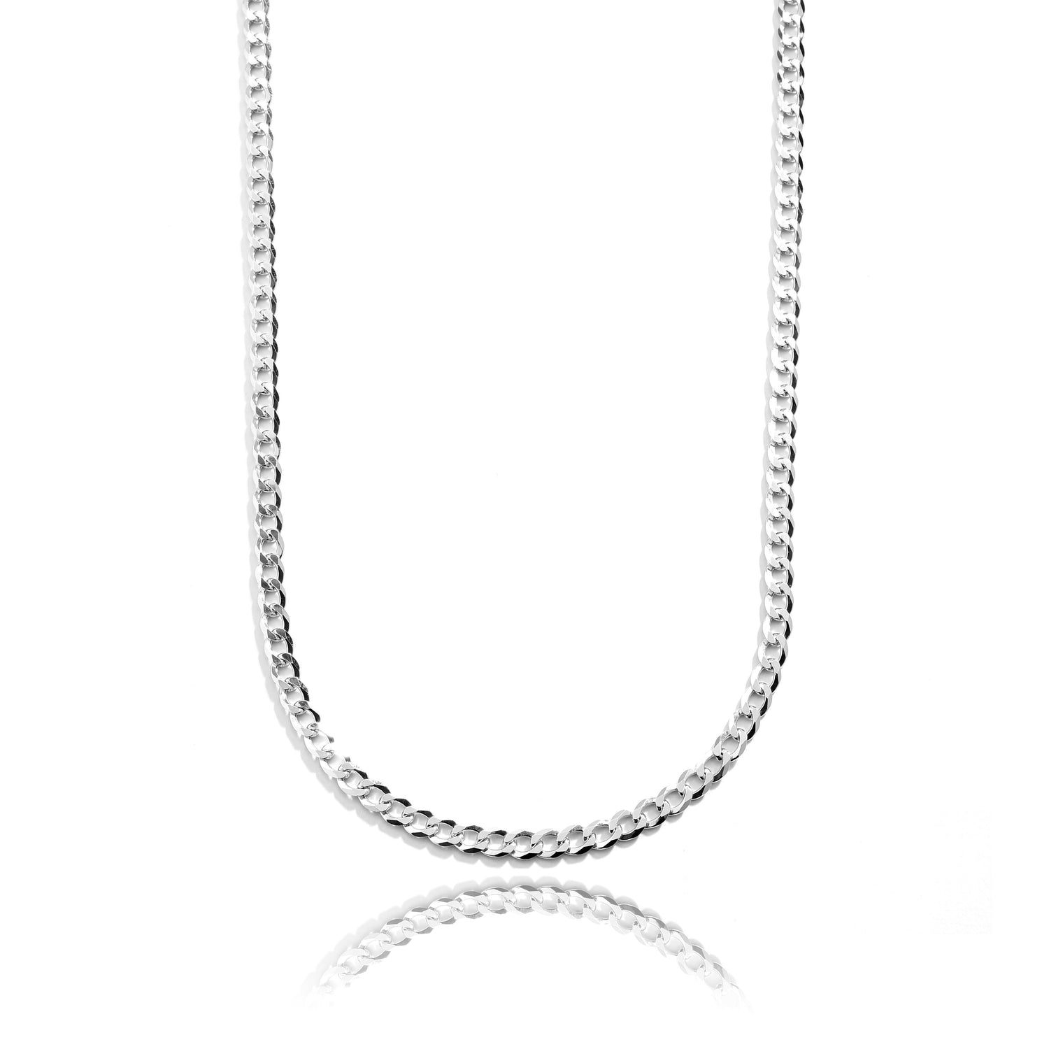 Sterling Silver Rhodium Plated Solid Cuban Curb Link Chain Necklace, 4.8mm
