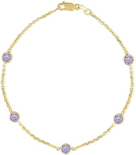 Load image into Gallery viewer, Floreo 14k Yellow Gold Round Gemstone Birthstone Cable Bracelet and Anklet
