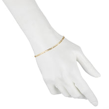 Load image into Gallery viewer, 10k Fine Gold Figaro Chain Bracelet with Concave Look, 0.13 Inch (3.2mm)
