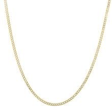 Load image into Gallery viewer, 10k Two-Tone Gold Curb Cuban Chain Necklace with White Pave, 0.1&quot;(2.5mm)
