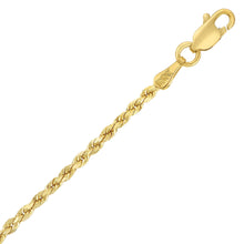 Load image into Gallery viewer, 10k Yellow Gold Diamond Cut Hollow Rope Chain Bracelet and Anklet, 2mm
