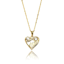 Load image into Gallery viewer, 10K Yellow Gold Heart and Infinity Mom CZ Pendant Necklace for Mothers
