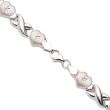 Load image into Gallery viewer, Silver Stampato Xo and Heart Hugs &amp; Kisses Love Bracelet &amp; Necklace Set
