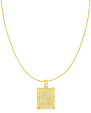 Load image into Gallery viewer, Floreo 10k Yellow and White Gold A-Z Initial Square (21 x 12 mm) Pendant with Optional Necklace, Small
