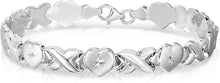 Load image into Gallery viewer, Floreo 925 Sterling Silver Stampato XOXO and Heart Hugs and Kisses Bracelet and Necklace Set
