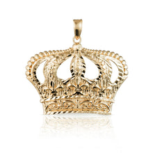Load image into Gallery viewer, Open Big Crown Charm Pendant with Diamond Cut Design - 10k Yellow Gold
