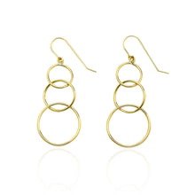 Load image into Gallery viewer, 14k Yellow Gold Dangling Circles Dangle Earring with Fish Hook in Gift Box
