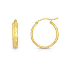 Load image into Gallery viewer, 14k Yellow Gold Diamond Cut Huggies Hoop Earrings Flower Design (4mm)

