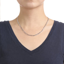 Load image into Gallery viewer, Sterling Silver Rhodium Plated Italian Solid Figaro Chain Necklace, 5.4mm
