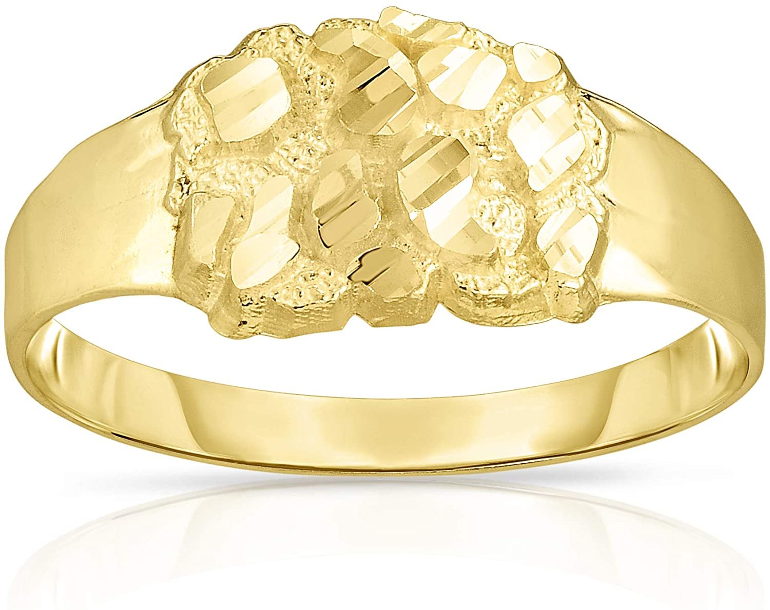 Floreo 10k Yellow Gold 9.3mm Round Nugget Ring, Sizes 6-13
