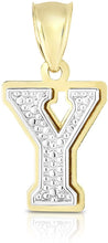Load image into Gallery viewer, Floreo 10k Yellow and White Gold 3D Alphabet Initial A-Z Pendant
