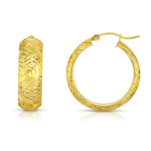Load image into Gallery viewer, 14k Yellow Gold Diamond Cut Huggies Hoop Earrings Bow Design (8mm)
