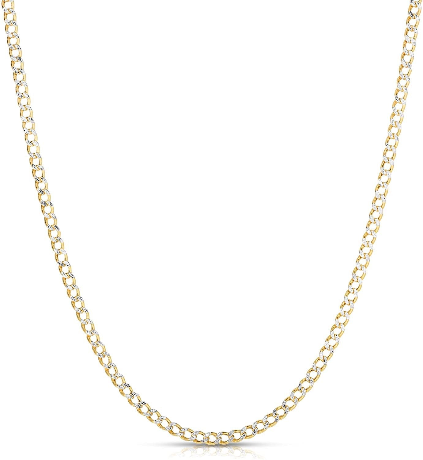 Floreo 10k Two Tone Fine Gold 2.5mm Lightweight Curb Chain Necklace