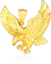 Load image into Gallery viewer, 10k Yellow Gold Landing Eagle Pendant Flying Bird Charm
